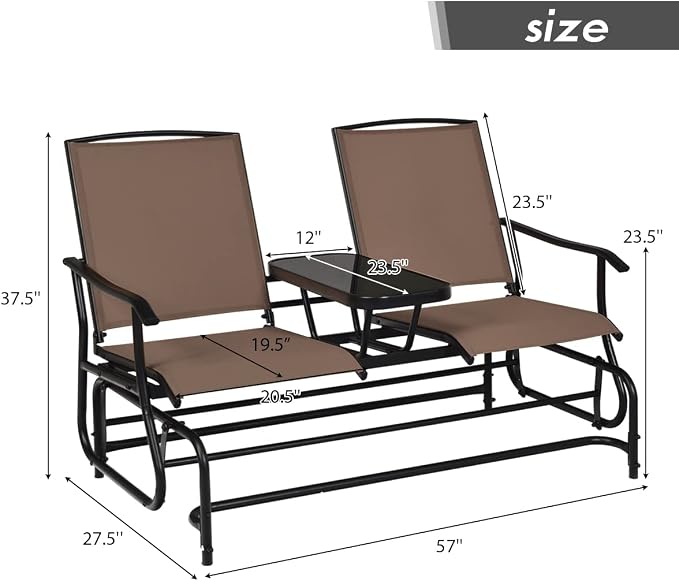 Giantex Patio Bench Glider Chair - Image 3