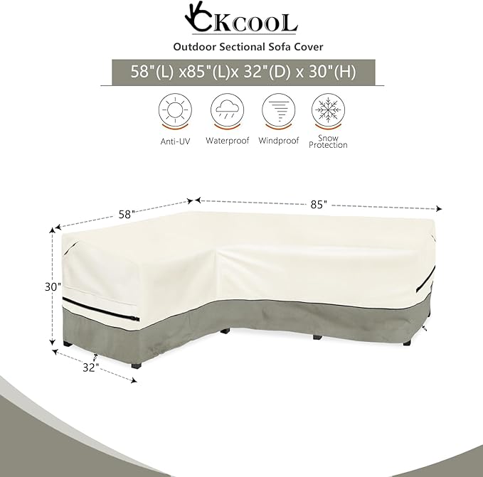 okcool Outdoor Sectional Sofa Cover Waterproof-L-Shaped Patio Furniture Covers - Image 2