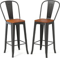 Aiho Bar Stools 30” Dining Chairs Outdoor Patio Bistro Set of 2 Metal Height by AIHO