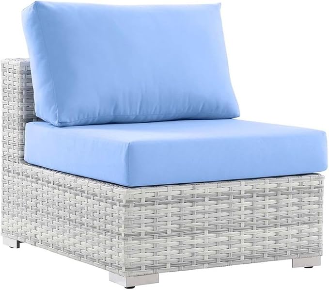 Modway Convene Wicker Rattan Outdoor Patio Armless Chair in Light Gray Light by Modway