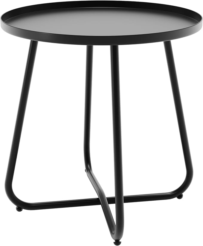 Outdoor Side Table, Indoor & Outdoor 18" Round Patio Side Table, Small Metal by Unknown