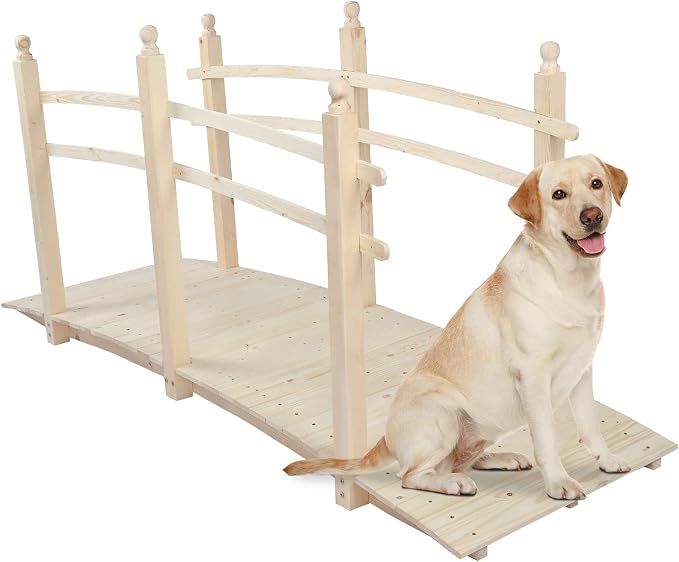 VINGLI 7.5 ft Garden Bridge, Arch Walkway Wooden Bridge - Image 3