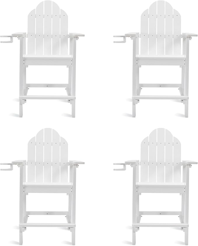 LUE BONA Tall Adirondack Chair Set of 4, All Weather HDPS Bar Height Chairs - Image 8