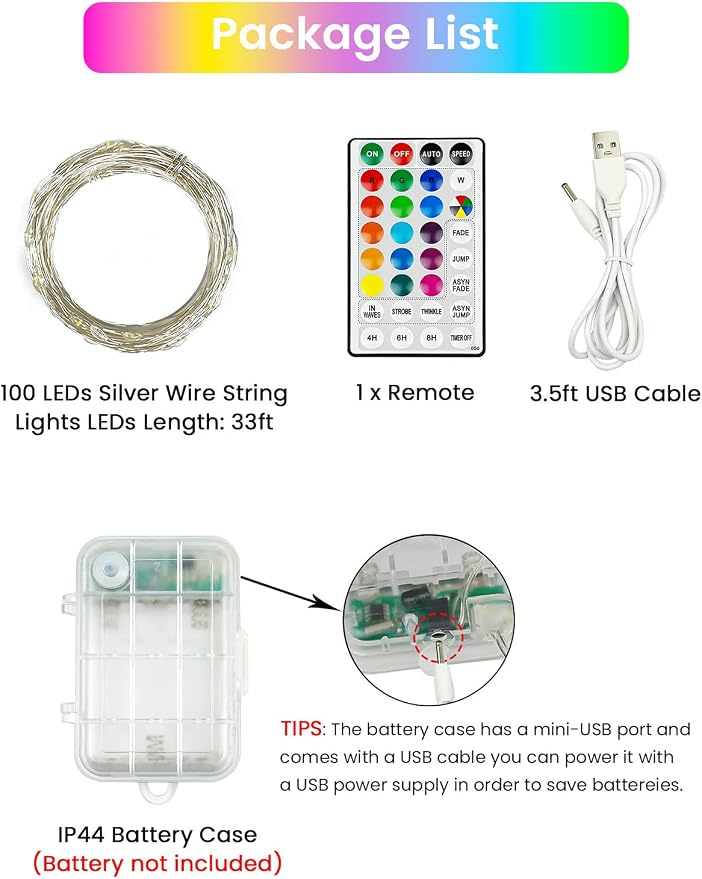RGB Color Changing 33Ft 100LED St. Patrick's Day Fairy Lights Battery Operated - Image 4