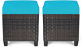 LDAILY Moccha 2 Pieces Patio Outdoor Ottoman, All Weather Rattan Patio Ottoman by LDAILY