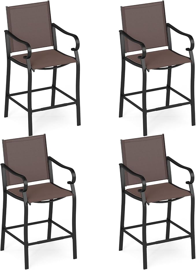 Tangkula Outdoor Bar Stools Set of 4, High Bistro Chairs by TANGKULA