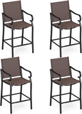 Tangkula Outdoor Bar Stools Set of 4, High Bistro Chairs by TANGKULA