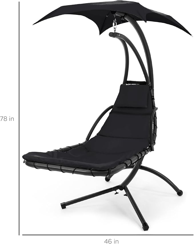Best Choice Products Outdoor Hanging Curved Steel Chaise Lounge Chair Swing - Image 2