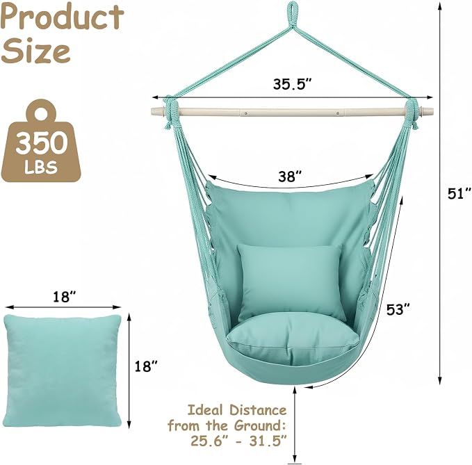 Athena Collection Hammock Chair Hanging Rope Swing Chair - Image 2