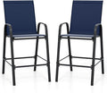 Tangkula Outdoor Bar Stools Set of 2, Enlarged Seat & Metal Frame, Tall Patio by TANGKULA