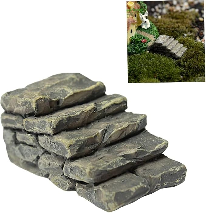 Miniature Garden Bridge with Stone Steps, Resin Fairy Ornament, Outdoor Bonsai - Image 5