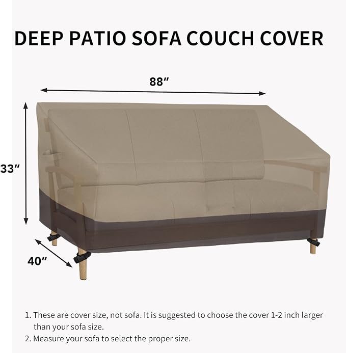 Easy-Going Waterproof Outdoor Couch Cover, Heavy Duty Deep 3-Seater Patio Sofa - Image 6