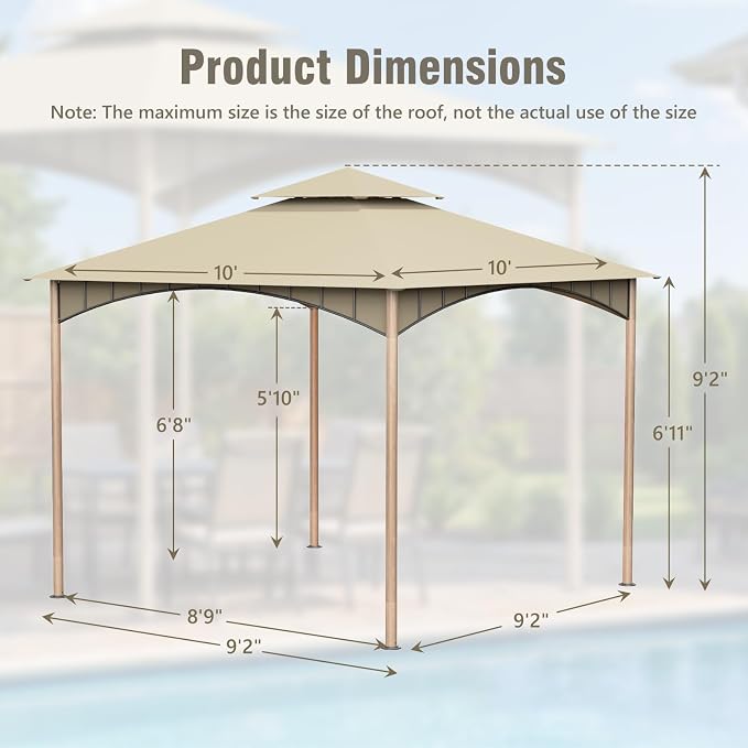 Patio Gazebo 10x10, Outdoor Gazebos, Heavy Duty Gazebo Soft Top Gazebos - Image 4