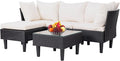 5 Pieces Patio Furniture Sets Outdoor Sectional Sofa Rattan Chair Wicker by FDW