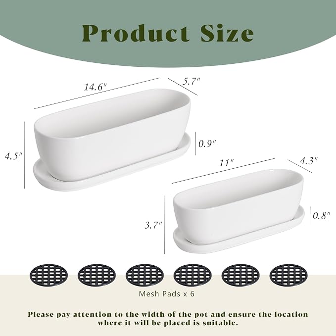 E-liu Ceramic Plant Pots, 11+14 inch, Planters - Image 3