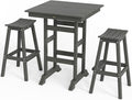 VINGLI 3-Piece Outdoor Patio Bar Table and Chairs Set, HDPE Bar Set All Weather by VINGLI