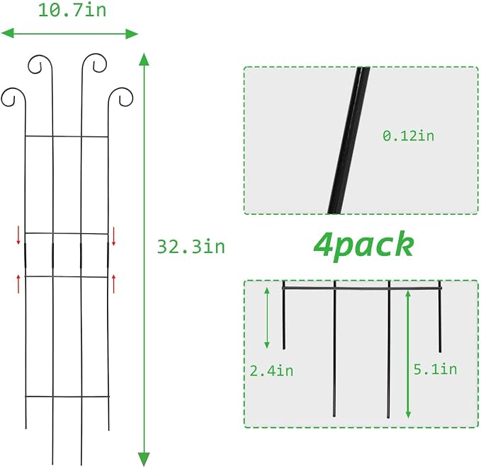 4 Pack 32 Inch Plant Trellis Outdoor Metal Trellis - Image 2
