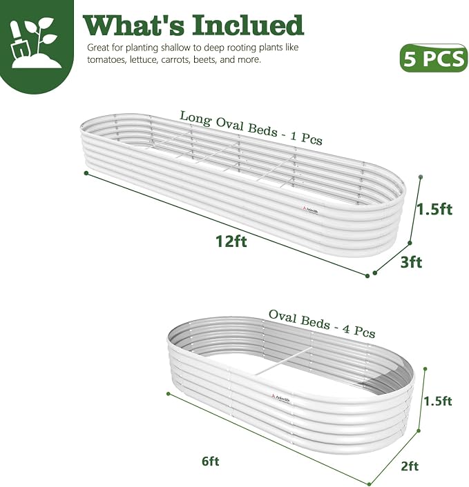 A ANLEOLIFE Set of 5, 18 Inch Tall Raised Garden Beds Kit, Large Oval & Small - Image 2