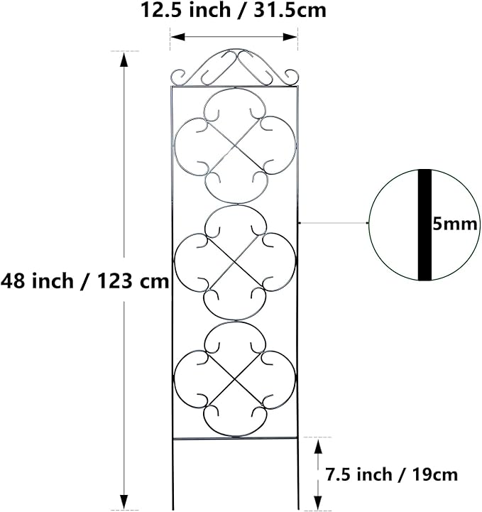 Garden Trellis 4 Pack 48'' H x 12.5'' W Metal Plant Climbing Trellis Suitable - Image 3
