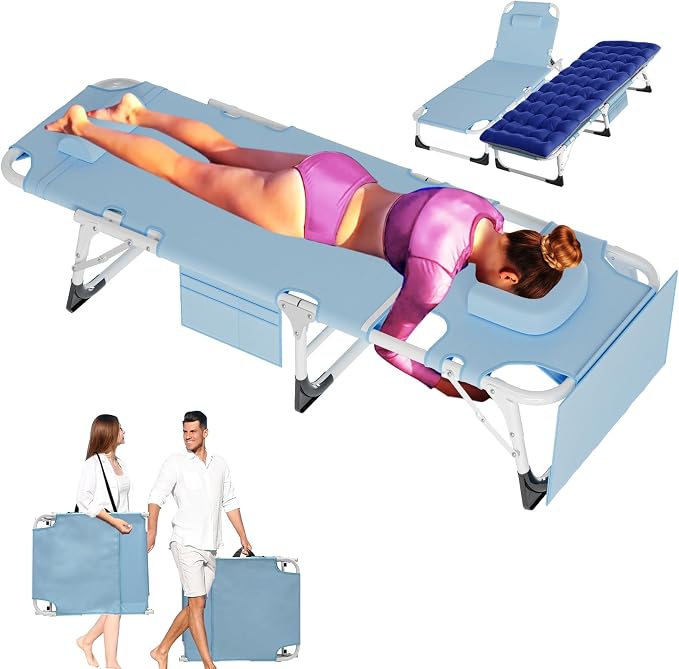 ABORON 3 in 1 Sun Tanning Chair, Heavy Duty Folding Chaise Lounge Chairs by ABORON