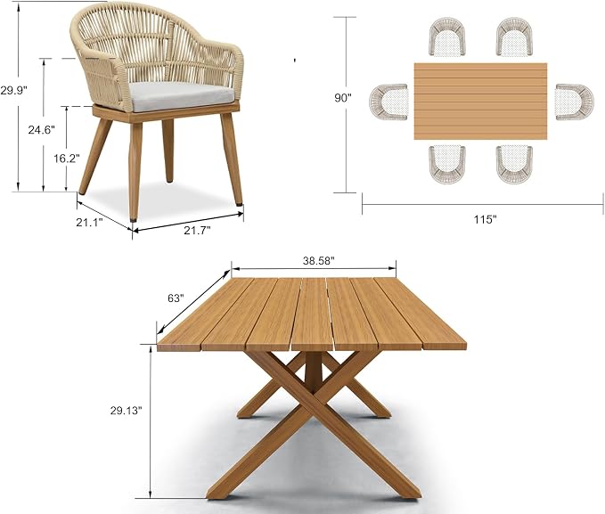 PURPLE LEAF 7 Pieces Patio Dining Set - Image 7