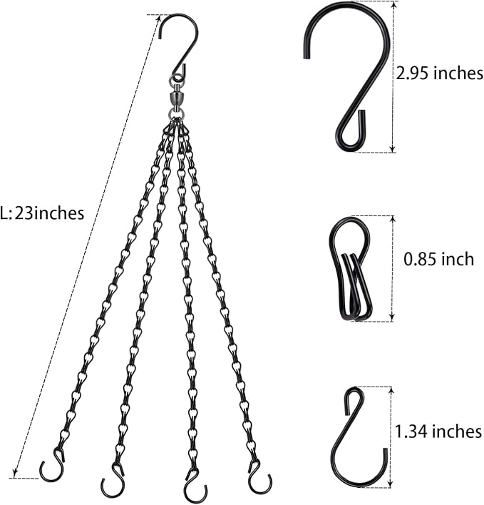Heybe Swivel Hanging Basket Chains 23 Inches 4 Leads Hanging Chains Flower Pot - Image 3