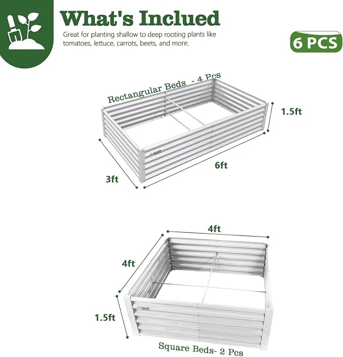 A ANLEOLIFE Set of 6, 18 Inch Tall Antique White Raised Garden Beds Kit - Image 2