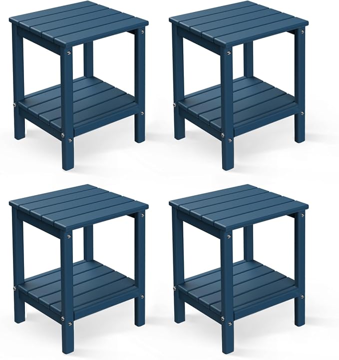 GREENVINES Adirondack-Outdoor-Side-Table | Set of 4 | 14 x 13 Inches | HDPE by GreenVines