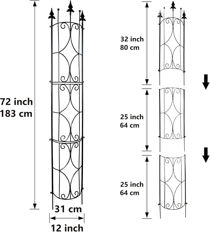 Garden Trellis 2 Pack 72'' H x 12'' W Metal Plant Trellis Indoor/Outdoor Metal - Image 2