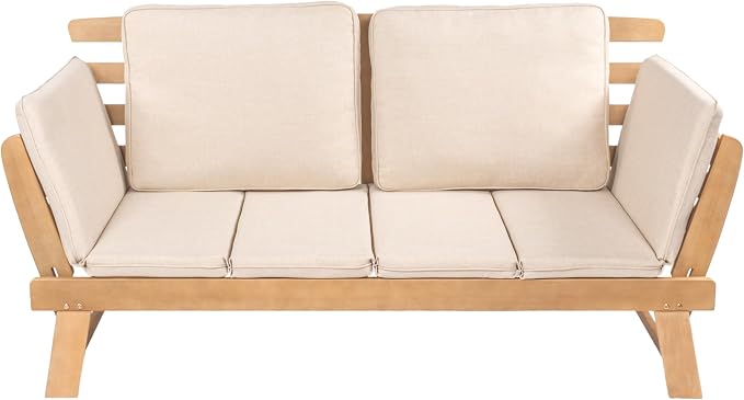JONATHAN Y SFB1000A Hartley 2-Seat Modern Scandinavian Folding Wood Outdoor Day - Image 11