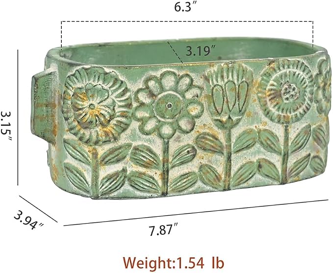 8 inch Green Pots Planters Indoor Plants Succulent Pots Rectangle Window Box - Image 2