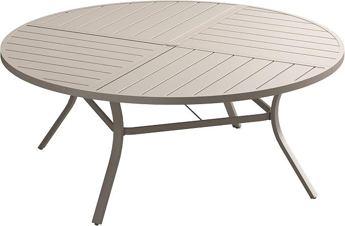 VICLLAX 63" Round Outdoor Table, Patio Dining Table by HOME