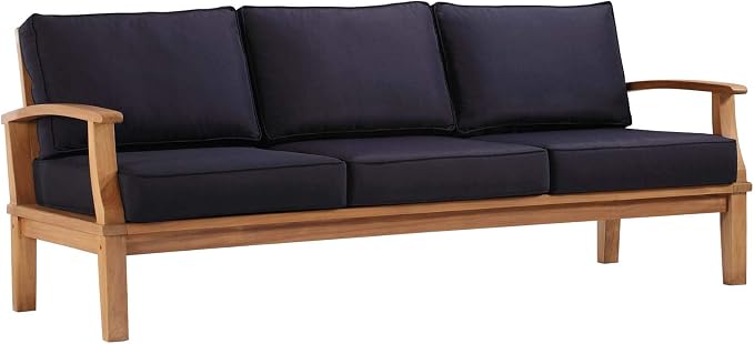 Modway EEI-4176-NAT-NAV Marina Patio Teak Sofa, Natural Navy - Image 3