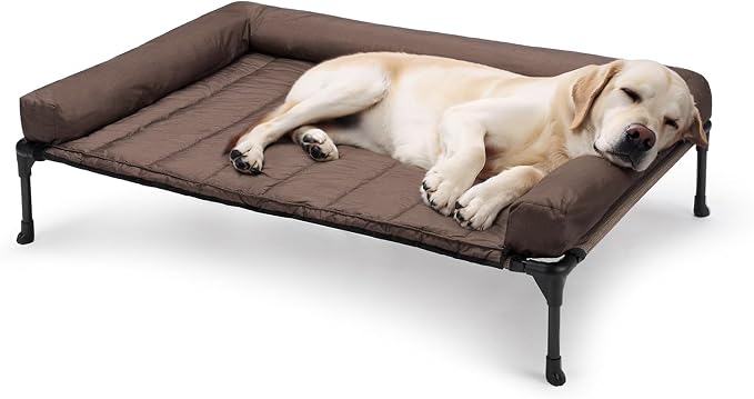 Veehoo Cooling Elevated Dog Bed Add Removable Waterproof Bolster Cushion Mat - Image 7