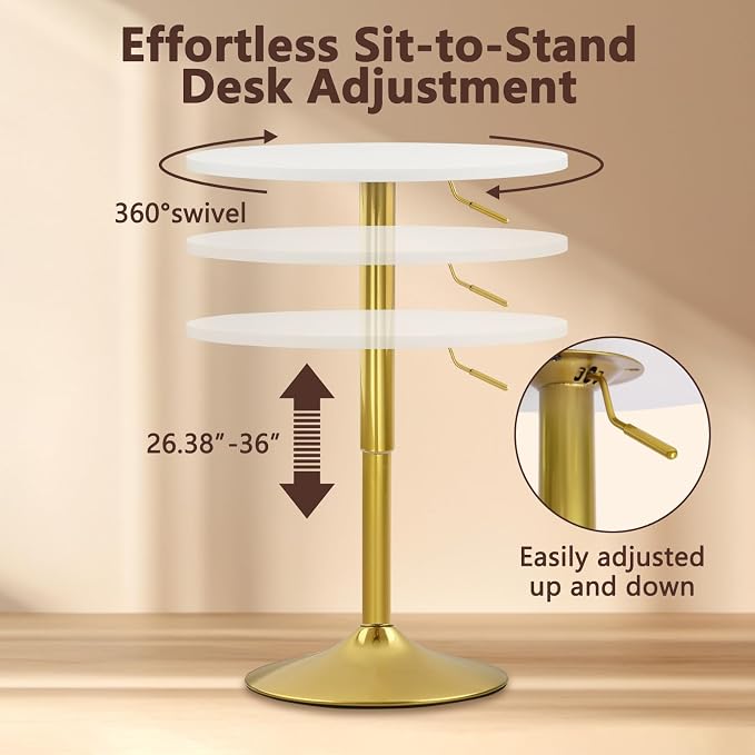CLATINA Round Bar Pub Tables Set of 8, 360° Swivel High Top Cocktail Table - Image 4