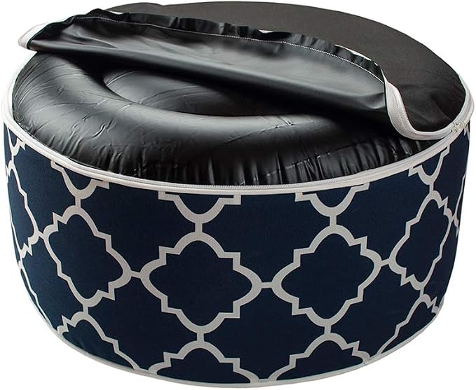 Outdoor/Indoor Inflatable Ottoman Pouf D20 xH9, All Weather Round Footstool - Image 6