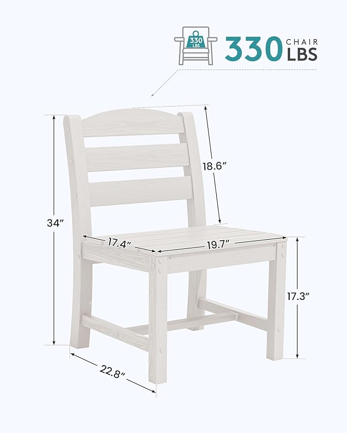 SERWALL Outdoor Dining Chairs Set of 4, All-Weather HDPE Patio Chair - Image 2