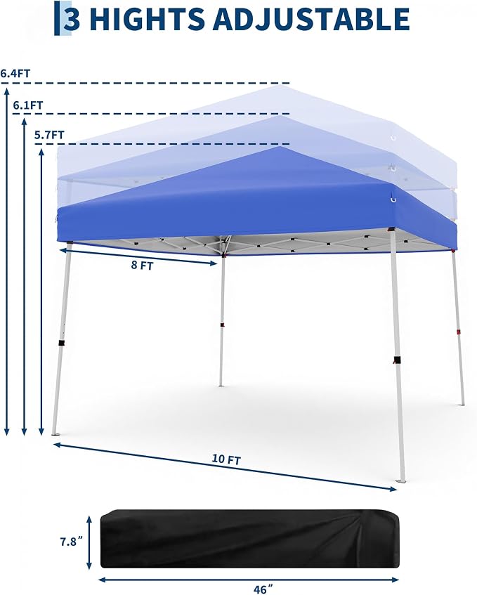 Canopy Tent, GarveeLife 10X10 FT Pop Up Canopy Outdoor Instant Tent Slant Legs - Image 6