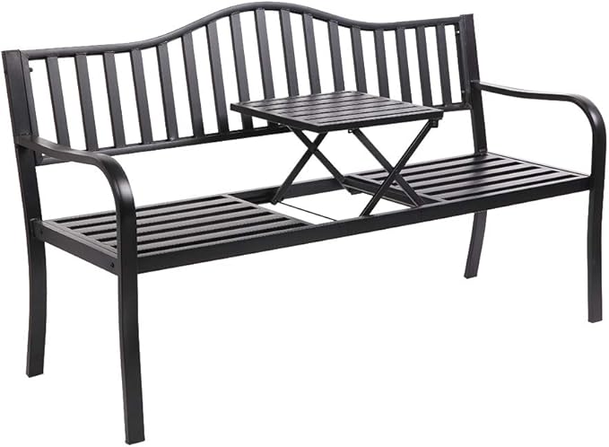 VINGLI 59" Outdoor Metal Bench Patio Bench by VINGLI