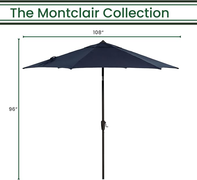 Hanover Montclair 9' Market Outdoor Umbrella, All-Weather, Crank Lever - Image 4