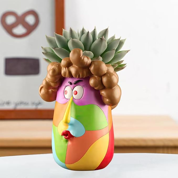 TOZLU Picasso Brutalist Beauty Face Flower Pot Ornaments Head Planter Pots - Image 4