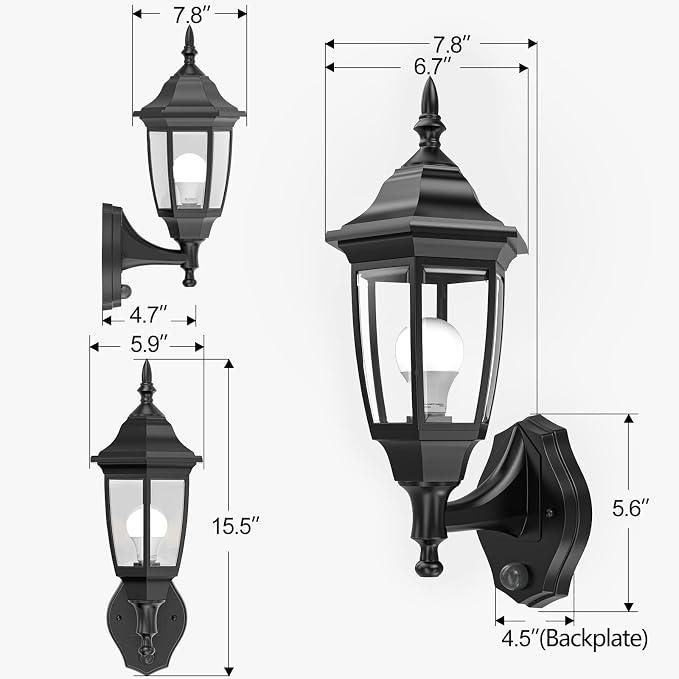 EMART Dusk to Dawn Plastic Outdoor Wall Light Fixtures - Image 2