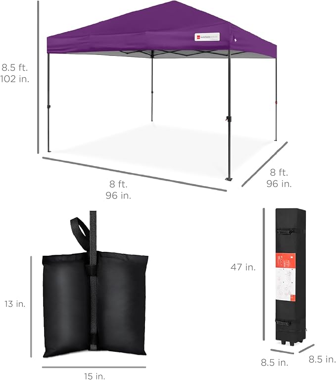 Best Choice Products 8x8ft Pop Up Canopy Tent, Outdoor Shade, 1 Person 1 Minute - Image 8