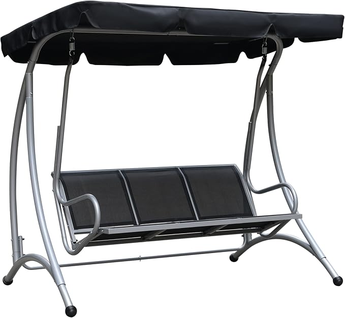 Outsunny 3-Seat Outdoor Porch Swing Chair, Patio Swing Glider by Outsunny