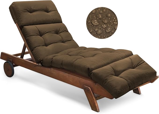 Waterproof Outdoor Chaise Lounge Chair Cushion 74.4 x 22 x 4.7 Inches Memory by Tycdiose