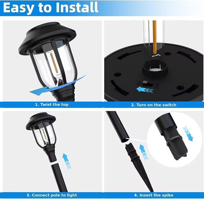 12 Pack Solar Lights Outdoor, 6000K Bright Solar Pathway Lights - Image 4