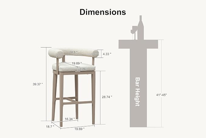 PURPLE LEAF Bar Height Stools Set of 4 Patio Modern Olefin Upholstered Barstools - Image 2