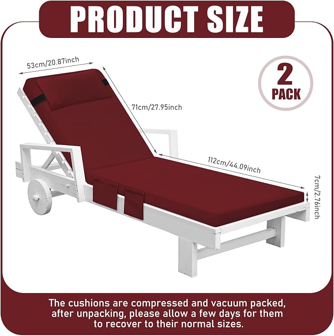 Tondiamo 2 Set Outdoor Chaise Lounge Cushions - Image 2