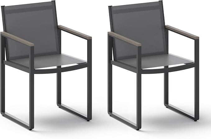Outdoor Dining Chairs Set of 2, Aluminum Patio Dining Chiars by Oasbira
