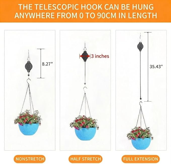 3Pack Retractable Plant Hanger Pulley System - Image 2